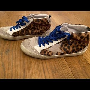 Golden Goose Grey Leopard Mid Star Pony Sneakers